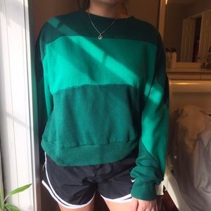 Forever 21 Bold, green striped crew neck pullover